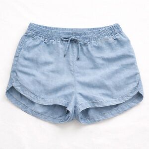 Love Tree Chambray Blue Drawstring Shorts | Casual Summer | Size Large